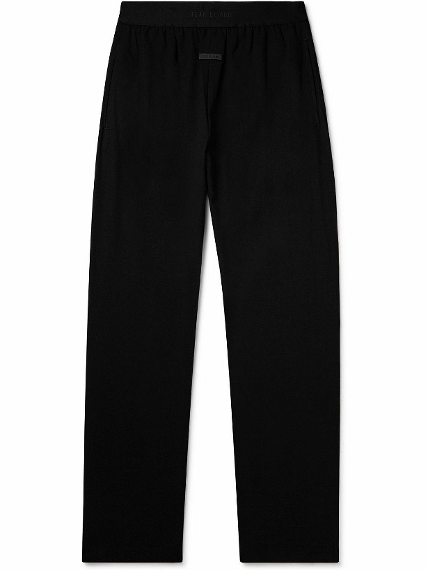 Photo: Fear of God - Logo-Appliquéd Cotton-Jersey Pyjama Trousers - Black