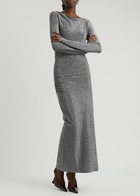 Day Birger ET Mikkelsen Halsey Ruched Metallic Lamé Maxi Dress Black