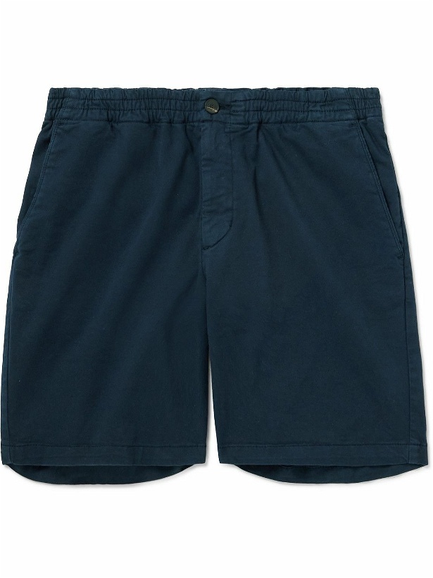 Photo: Mr P. - Straight-Leg Garment-Dyed Organic Cotton-Blend Twill Shorts - Blue