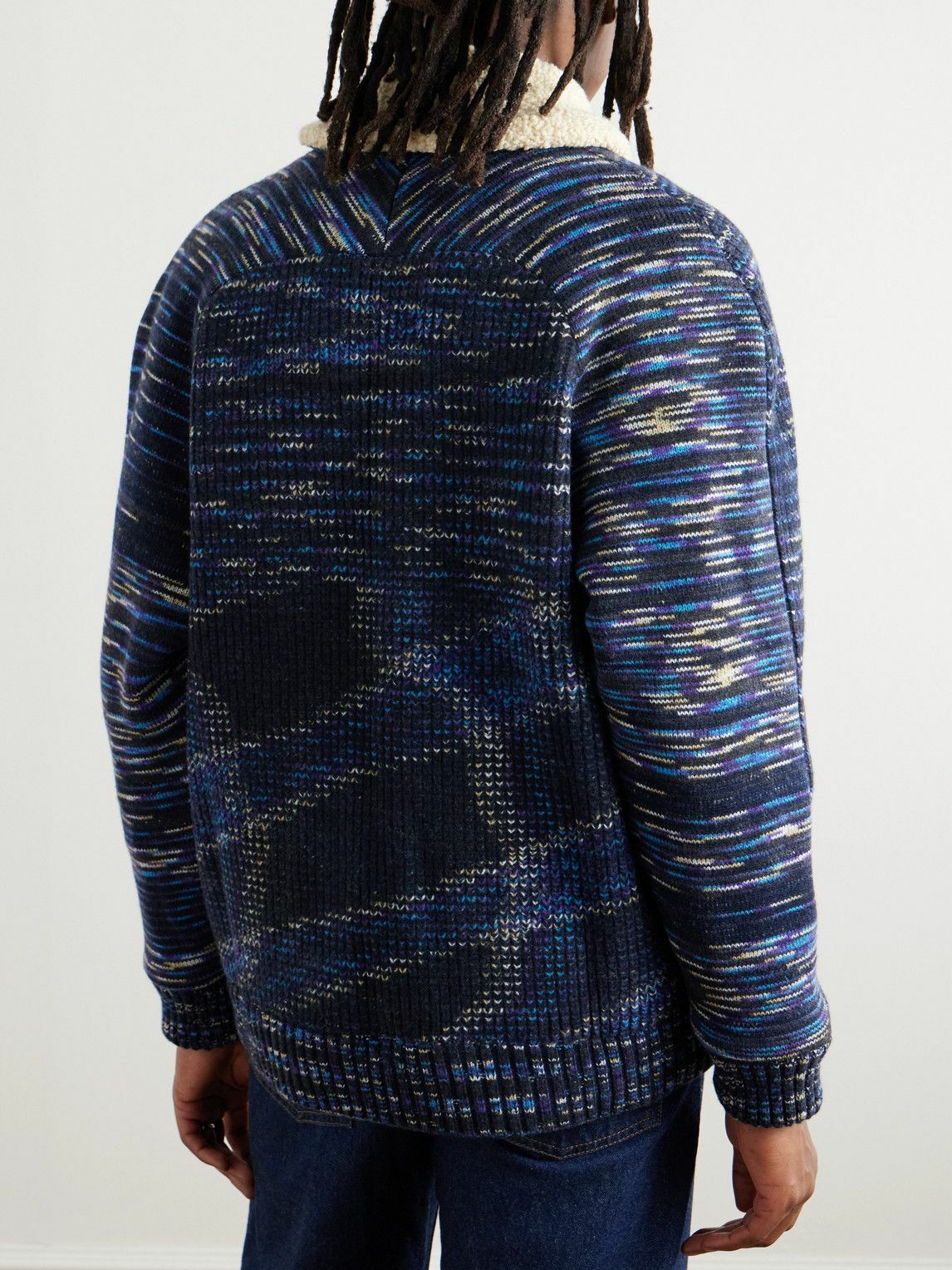Missoni - Fleece-Trimmed Padded Space-Dyed Wool Jacket - Blue
