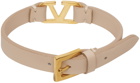 Valentino Garavani Beige VLogo Signature Leather Bracelet