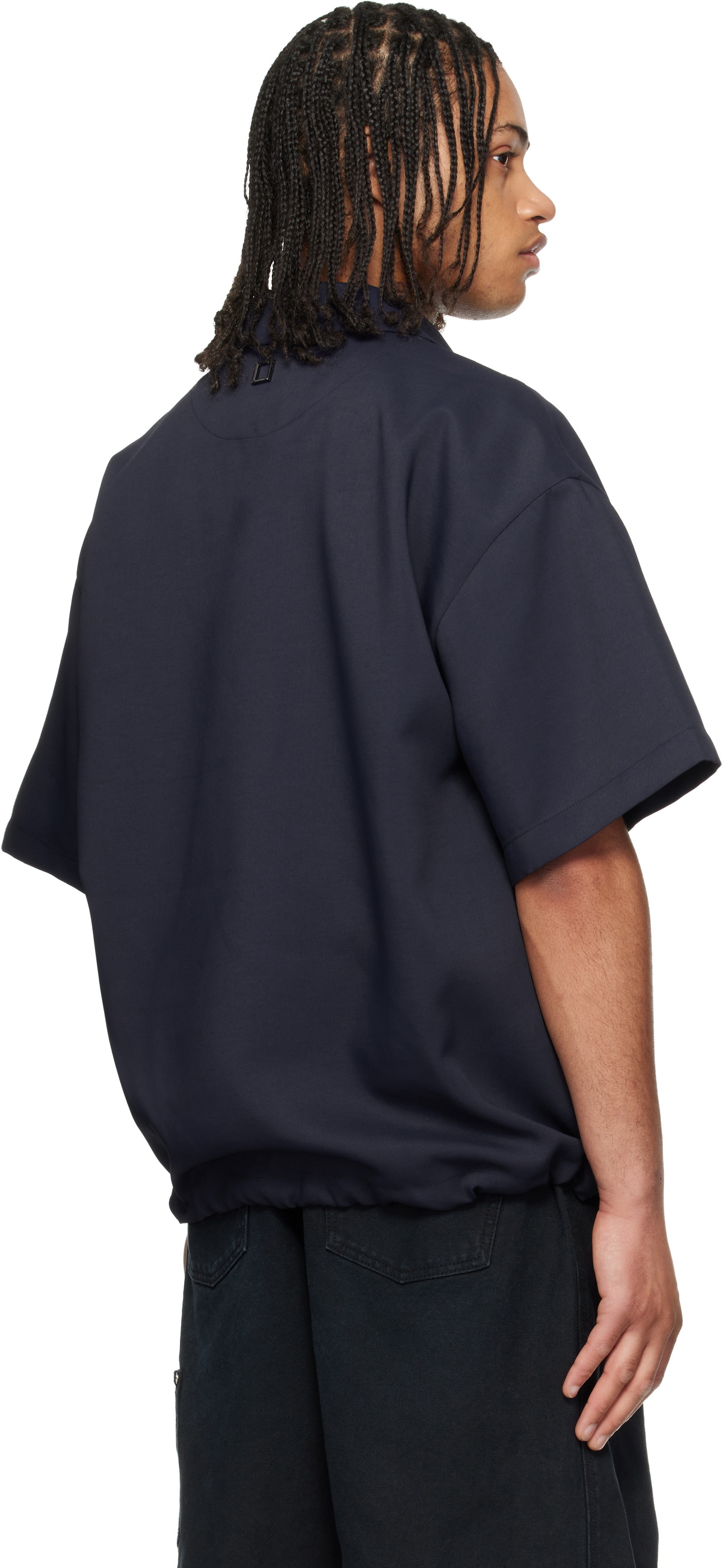 WOOYOUNGMI Navy Twill Patch Pocket Polo