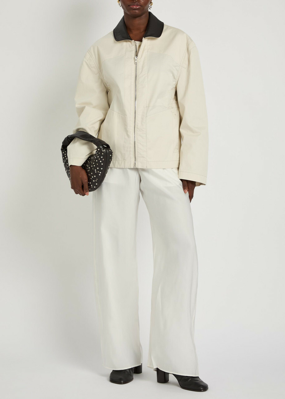 Lemaire Creased Satin Trousers Off White
