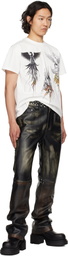 Who Decides War Black Ombre Studded Leather Pants