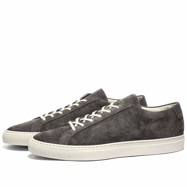 Photo: Common Projects Men's Achilles Low Suede Sneakers in Dark Grey