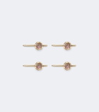 Octavia Elizabeth Nesting Gem Stone set of 4 18kt gold tuxedo studs with mother-of-pearls