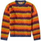 Brain Dead Men's Blurry Lines Alpaca Crew Knit in Orange Multi