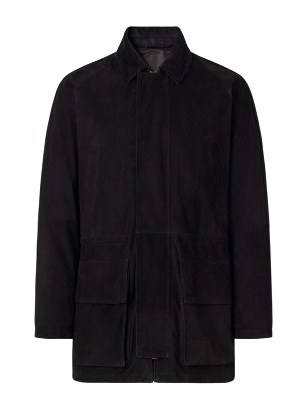 Photo: J. Mueser - Panelled Corduroy-Trimmed Suede Jacket - Black