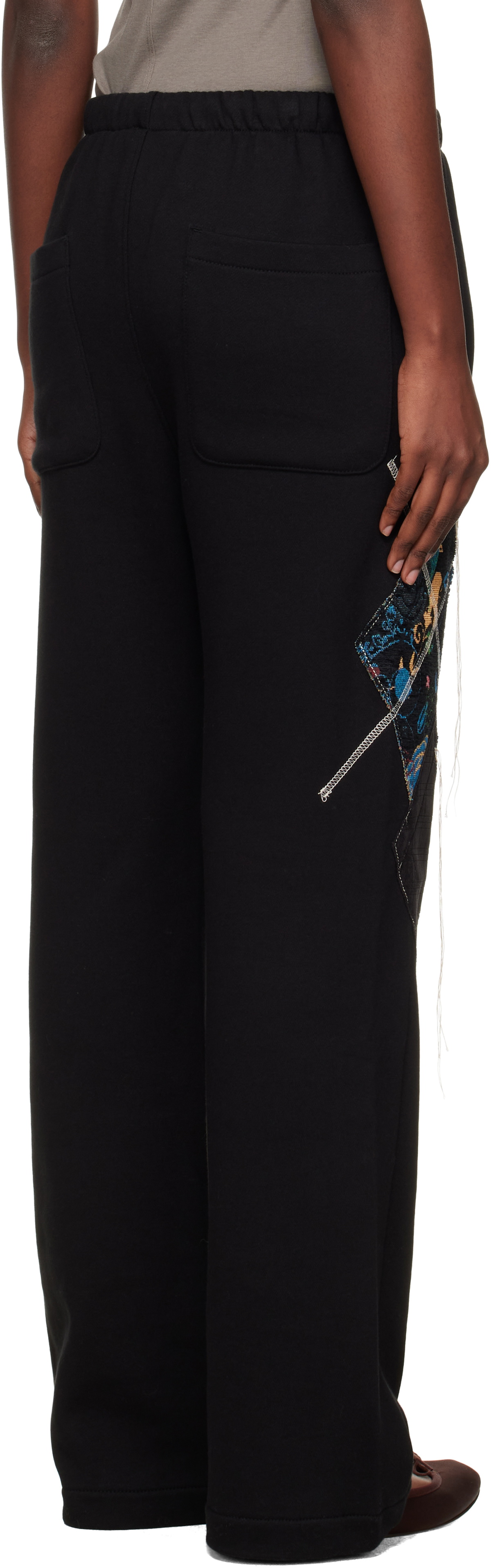OPEN YY Black Argyle Patched Lounge Pants