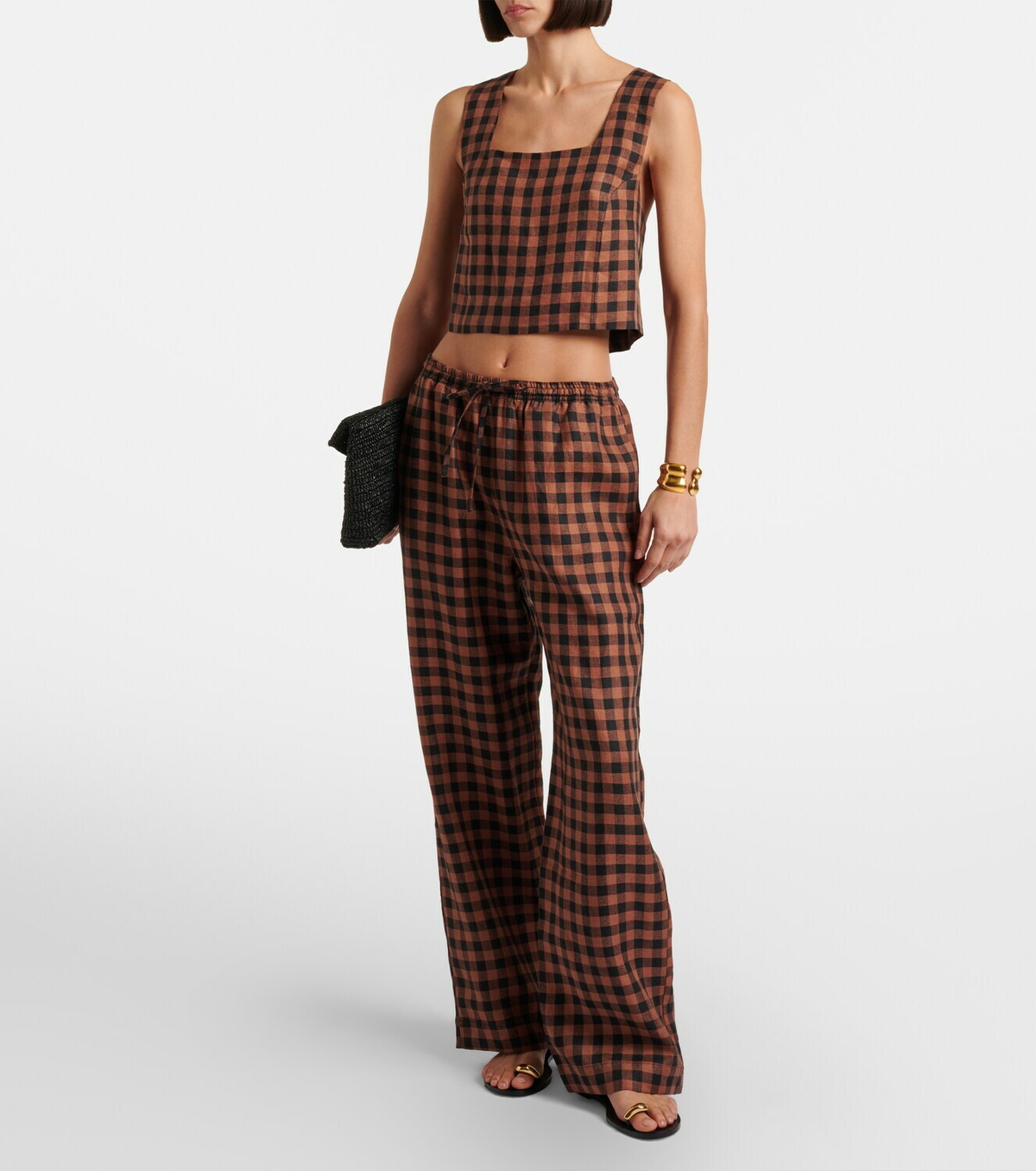 Asceno Checked linen top