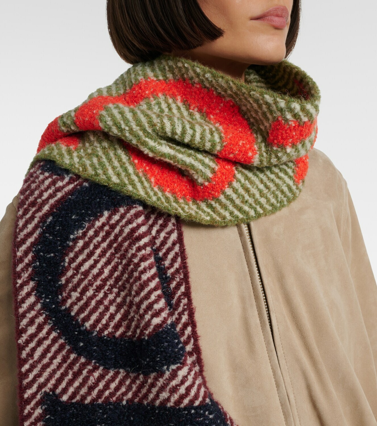 Loewe Logo reversible alpaca and wool-blend scarf