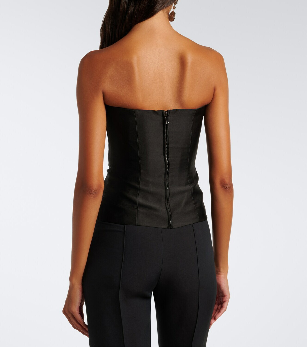 Roland Mouret Pleated taffeta corset top