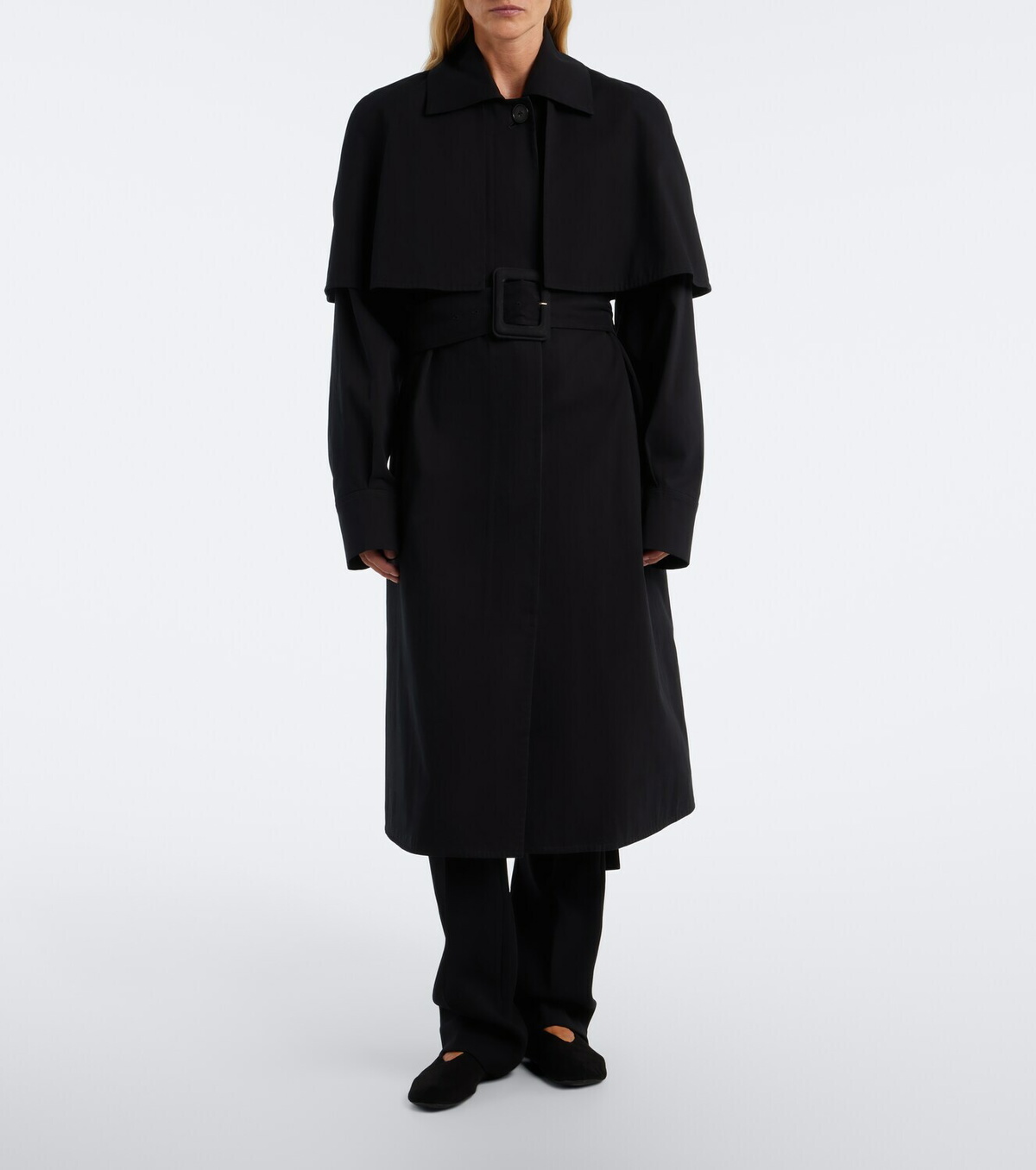 The Row Ayana caped cotton trench coat