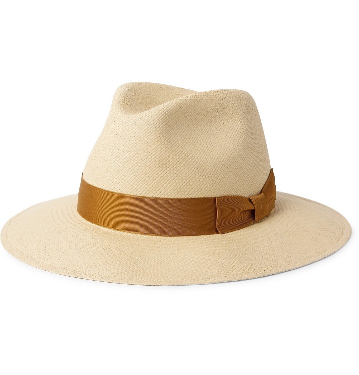 Photo: Lock & Co Hatters - Grosgrain-Trimmed Straw Panama Hat - Brown