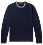 Altea - Slim-Fit Stripe-Trimmed Virgin Wool and Cashmere-Blend Sweater - Blue
