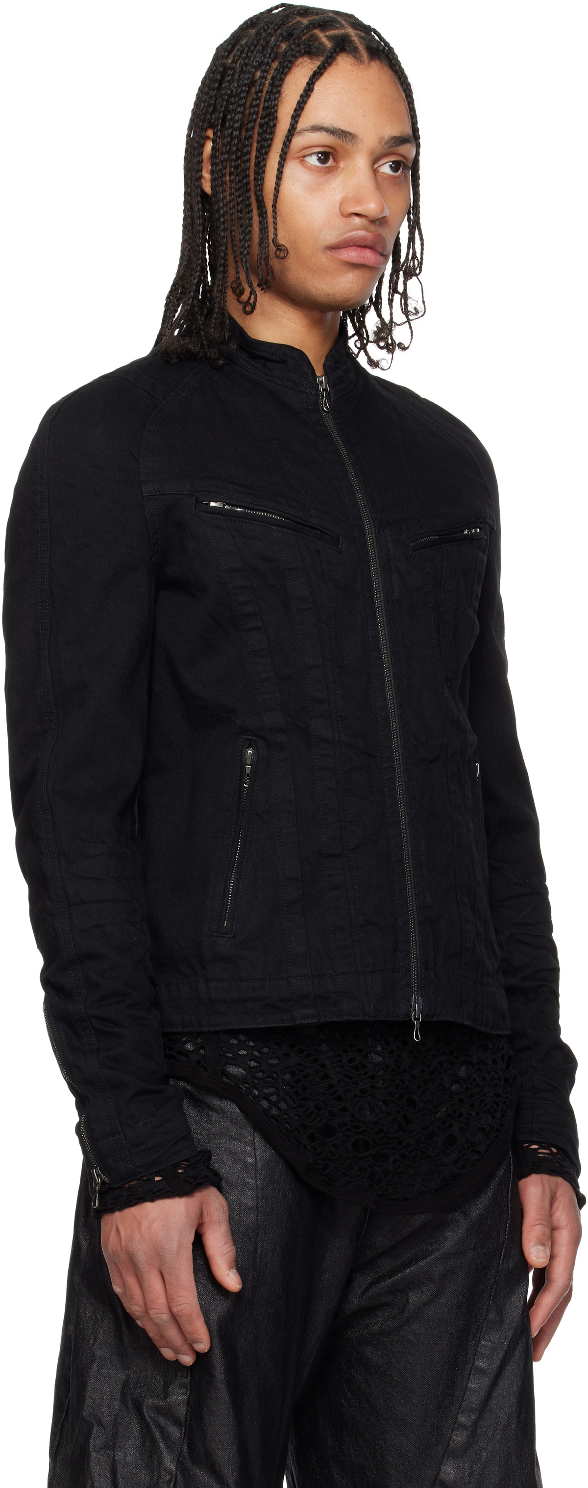 Julius Black Seamed Denim Jacket Julius