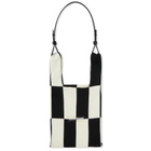 LASTFRAME Women's Macro Ichimatsu Market Bag Small in Black/Ivory