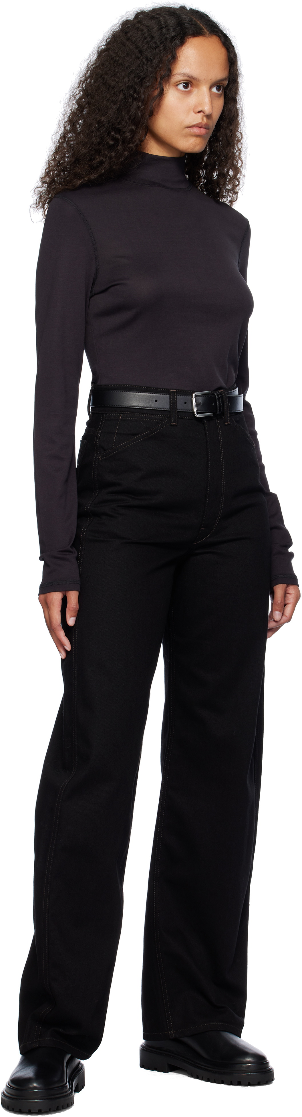 ★Max Mara★M belt 30 mm Black leather belt female | Max Mara