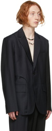 Feng Chen Wang Navy & Black Paneled Blazer