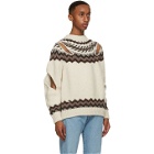 Stefan Cooke Off-White and Brown Wool Slashed Sweater
