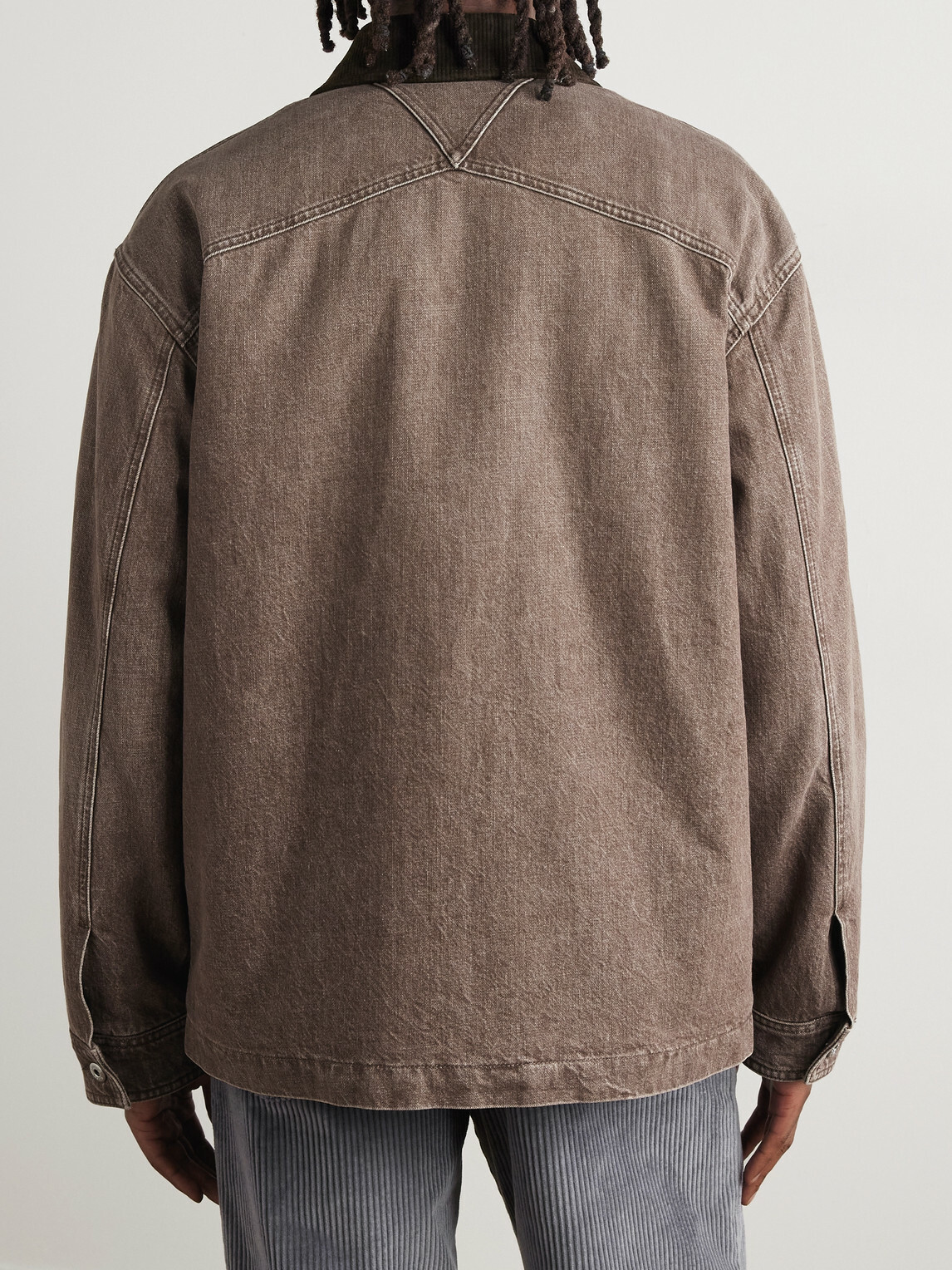 Bottega Veneta - Logo-Appliquéd Suede-Trimmed Denim Jacket - Brown