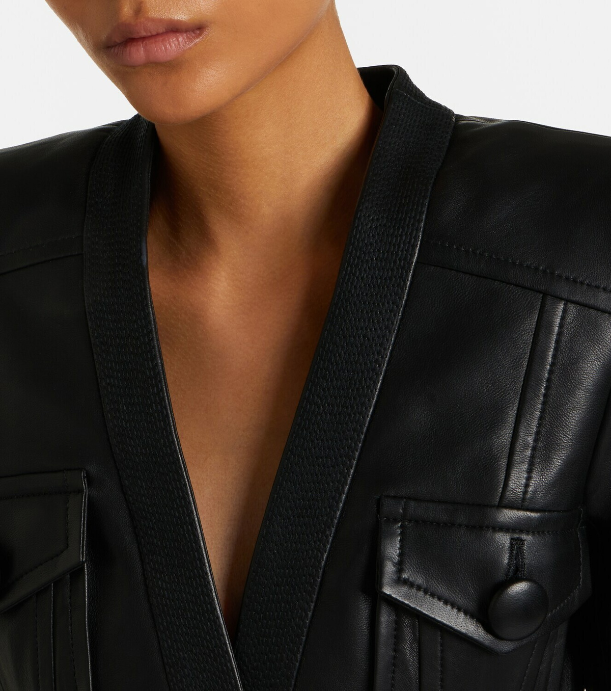 Balmain Belted leather jacket