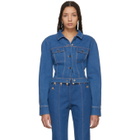 Kreist Blue Cropped Round Shoulders Denim Jacket