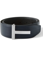 TOM FORD - 4cm Reversible Full-Grain Leather Belt - Blue