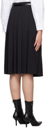 Juun.J Black Pleated Midi Skirt