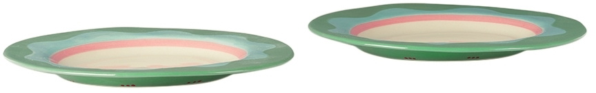 Laetitia Rouget Green & Blue Wavy Green Dessert Plate Set