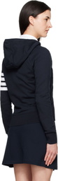 Thom Browne Navy Classic Loopback 4-Bar Zip Hoodie