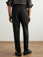 Officine Générale - Hugo Tapered Belted Grain de Poudre Wool Suit Trousers - Black