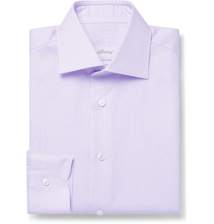 Photo: BRIONI - William Slim-Fit Cutaway-Collar Cotton Oxford Shirt - Purple