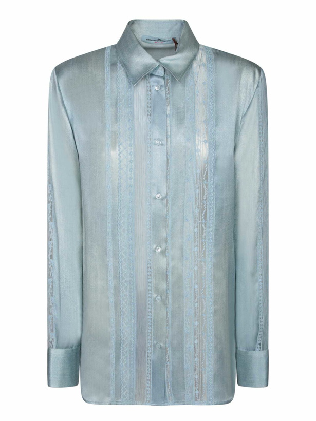 Photo: Ermanno Scervino Blue Print Silk Shirt