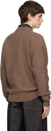 LEMAIRE Brown Boxy V Neck Sweater
