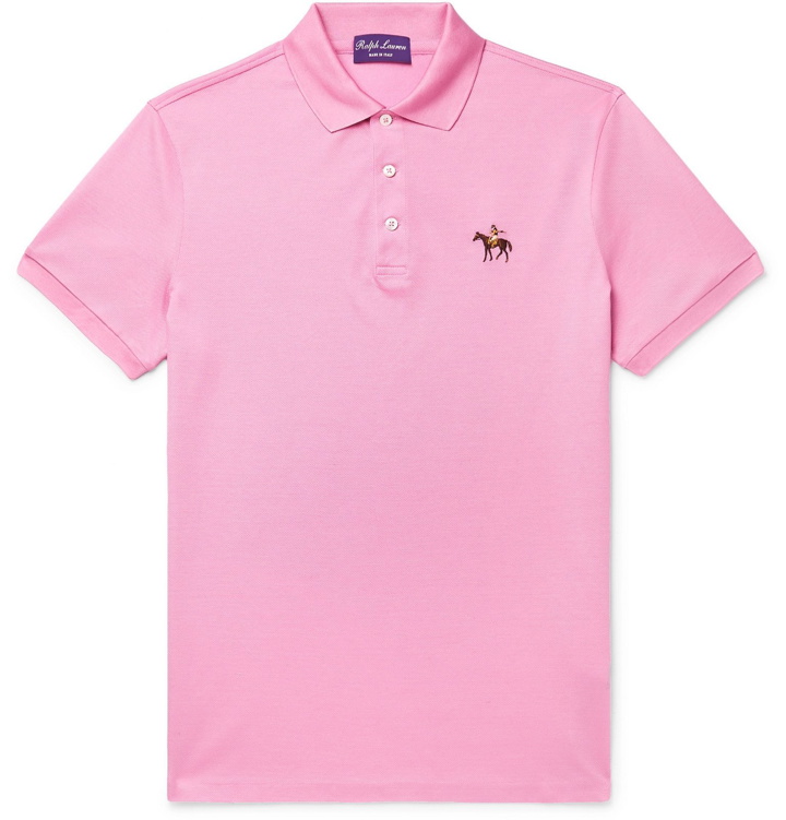 Photo: Ralph Lauren Purple Label - Logo-Embroidered Cotton-Piqué Polo Shirt - Pink