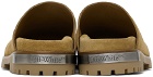 Off-White Tan Metal Logo Suede Slip-On Loafers