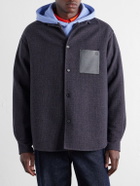 LOEWE - Leather-Patched Wool and Silk-Blend Overshirt - Blue