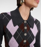 Self-Portrait Argyle wool polo sweater