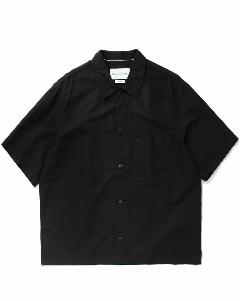 Photo: Calvin Klein Jeans Linen Ss Shirt Black - Mens - Shortsleeves