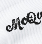 Alexander McQueen - Logo-Intarsia Stretch Cotton-Blend Socks - White