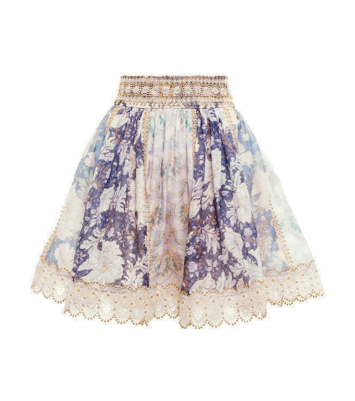 Photo: Zimmermann - Celestial floral linen and silk miniskirt