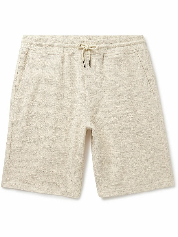 Photo: NN07 - Jerry 3520 Straight-Leg Cotton-Blend Bouclé Drawstring Shorts - Neutrals