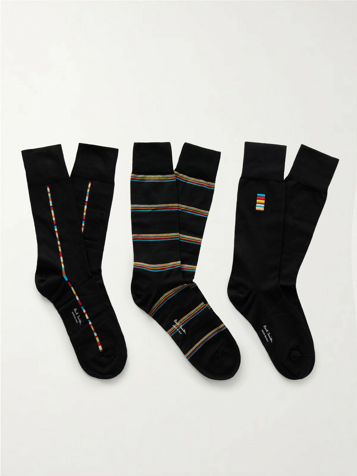 Paul Smith - Pack of Three Striped Cotton-Blend Socks