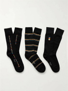 Paul Smith - Pack of Three Striped Cotton-Blend Socks