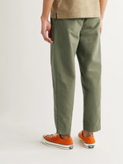 FOLK - Assembly Tapered Pleated Cotton-Canvas Trousers - Green - 2