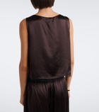 Leset Barb lace-trimmed satin crop top