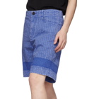 Craig Green Blue Acid Wash Line Stitch Shorts