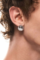 Diesel Stainless Steel Hoop Earring - Earrings - Unisex - Silver