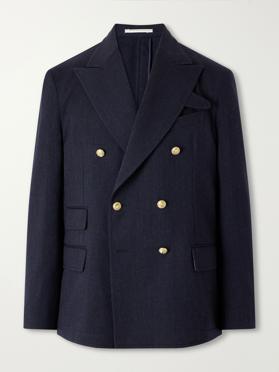 Fortela - Travel Double-Breasted Wool-Twill Blazer - Blue